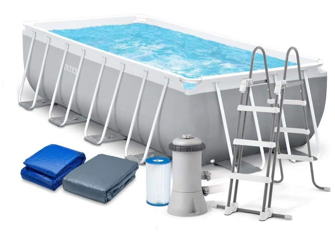 Piscină PRISM FRAME RECTANGULAR 488x244x107cm, 10874L, INTEX, cadru metalic, pompă-filtru, scară, covoraș, copertină, 26792 8