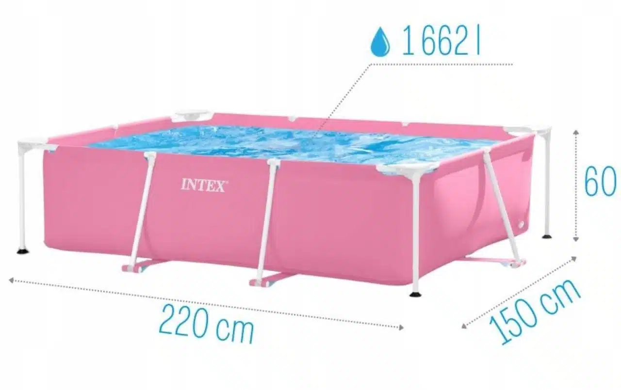 Piscină RECTANGULAR FRAME 220х150х60сm, 1622L, INTEX, Roz, cadru metalic 28266 6