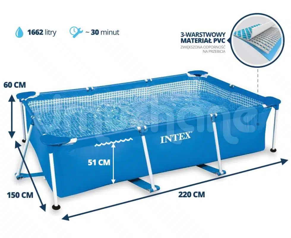 Piscină RECTANGULAR FRAME 220х150х60сm, 1622L, INTEX, cadru metalic 28270 4