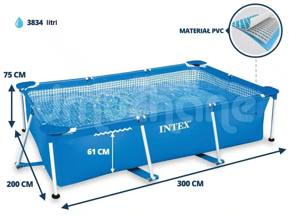 Piscină RECTANGULAR FRAME 300x200x75cm, 3834L , INTEX, cadru metalic, 28272 2