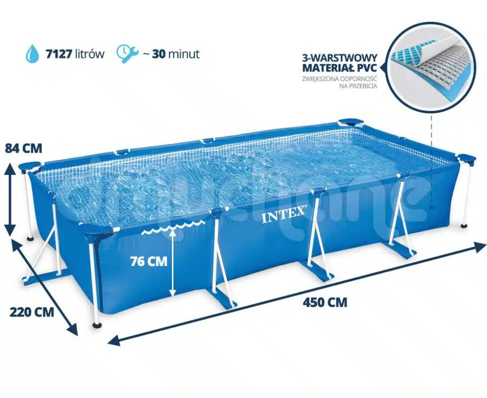 Piscină RECTANGULAR FRAME 450х220х84сm, 7127L , INTEX, cadru metalic 28273 6