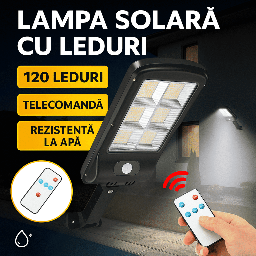Lampă Stradală Solară cu Senzor de Mișcare și Telecomandă – Iluminat Automat main