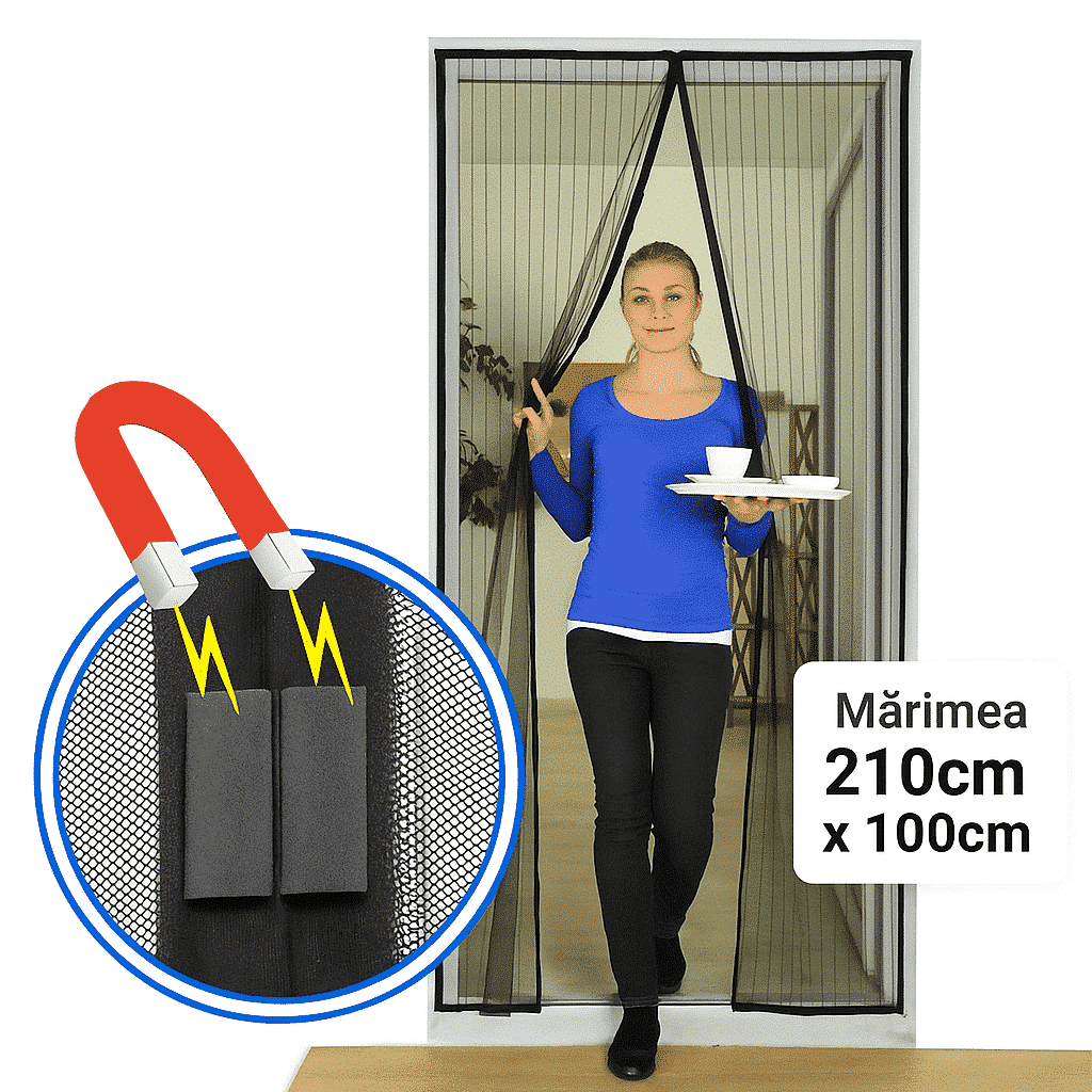 Plasă Anti-Insecte cu Magnet – 210×100 cm, Fără Țânțari, Fără Stres 1