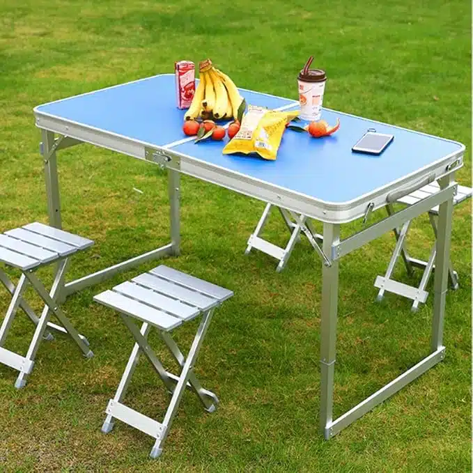 Set Masă și 4 Scaune din Aluminiu - Ideal pentru Camping și Excursii 3