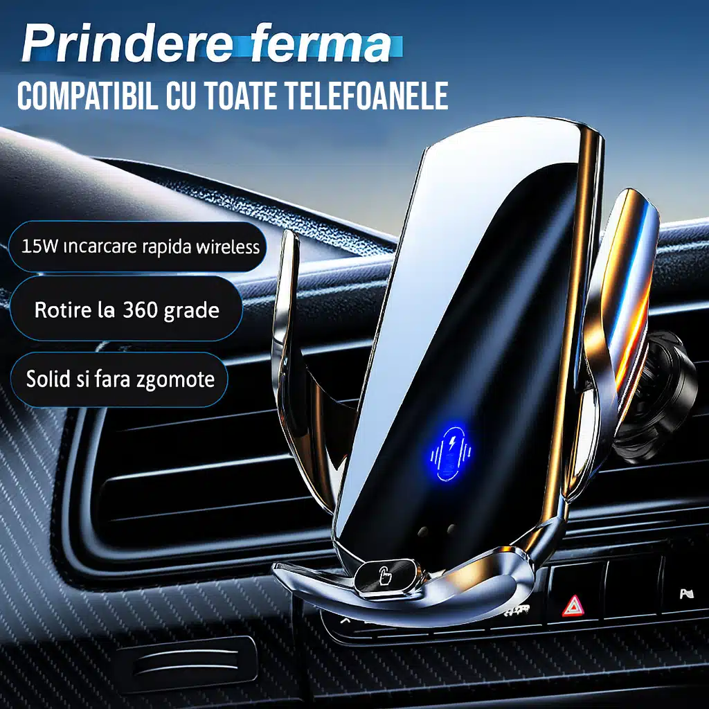 Suport Auto Magnetic cu Încărcare Wireless 15W – Prindere Automată și Rapidă 2