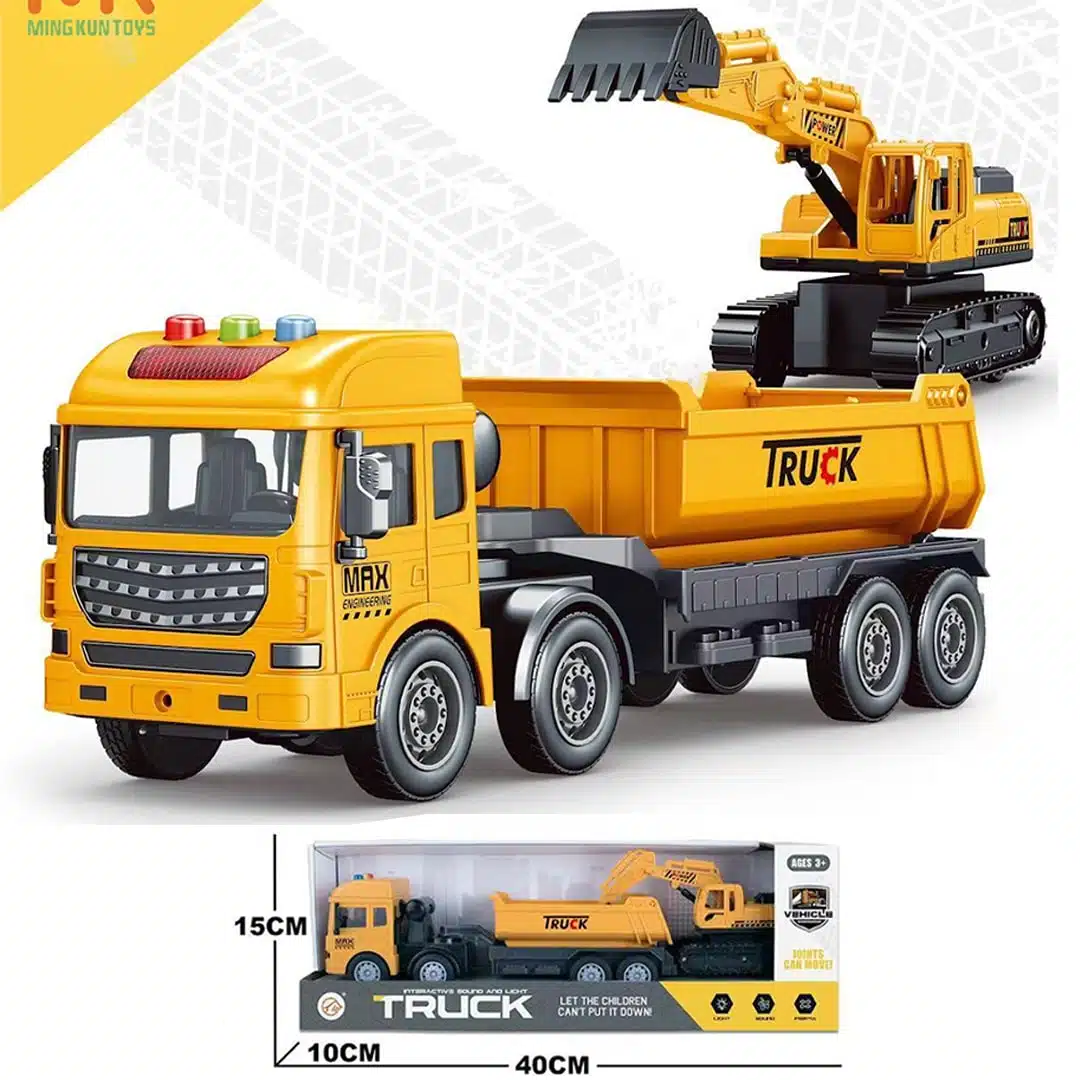 Camion Basculant Mare + Excavator – Jucărie pentru Copii cu Efecte de Lumină și Sunet 1