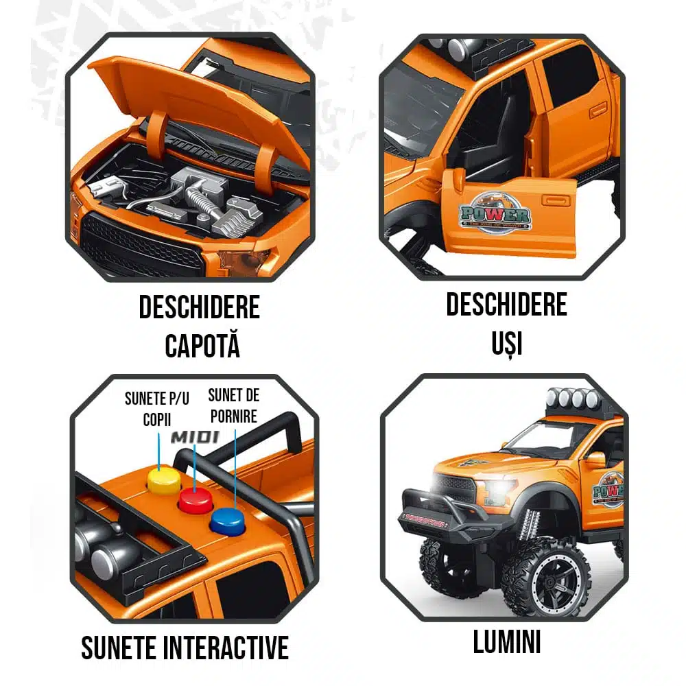 Mașinuță Off-Road – Jucărie pe Fricțiune (Înainte-Înapoi) cu Lumină și Muzică 2