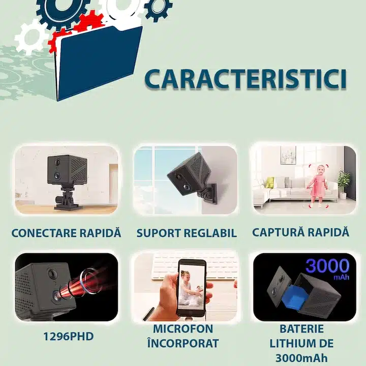 Mini Cameră Video 4G, Unghi 135 grade, Autonomie 7-14 Zile, Detecție umană, Senzor Mișcare ,Vedere Nocturnă, Conexiune SIM 10