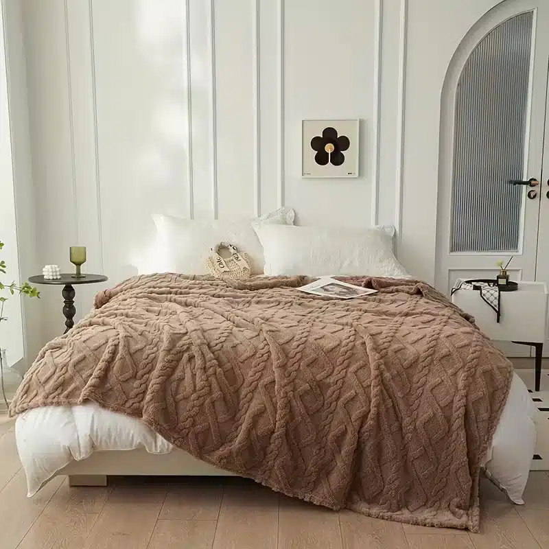 Pătură Dublă Blană Eco 200x230cm, 2kg greutate , Blăniță Maro, Tapițerie 435 gm² ,Calitate Premium, Moale și Călduroasă, Maro 3