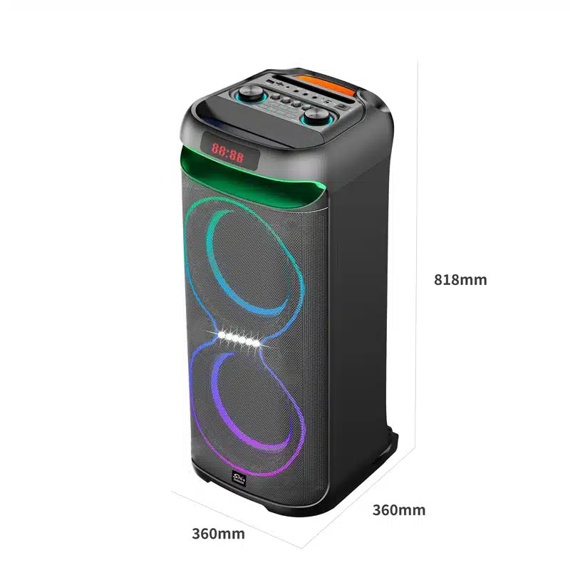 Boxă pentru Party Sing-E ZQS8258 – Putere 60W, Max 18000W, 2x Microfon Wireless + USB 16GB CADOU 3
